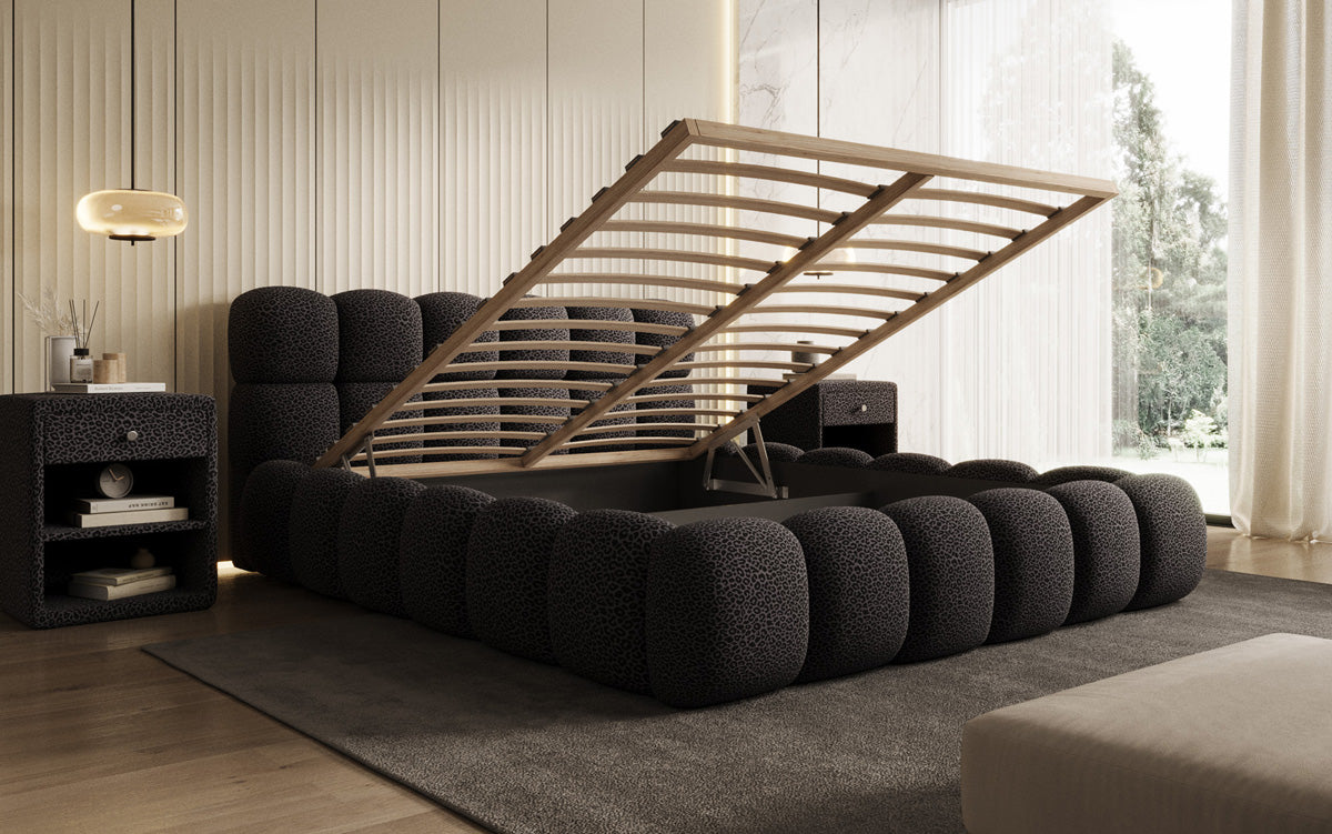 Designer upholstered bed Boston Wild Edition with storage