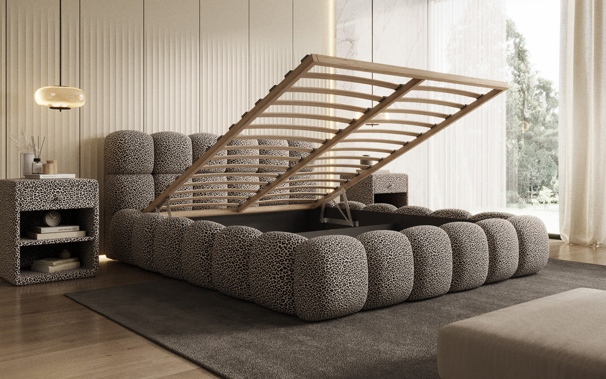 Designer upholstered bed Boston Wild Edition with storage