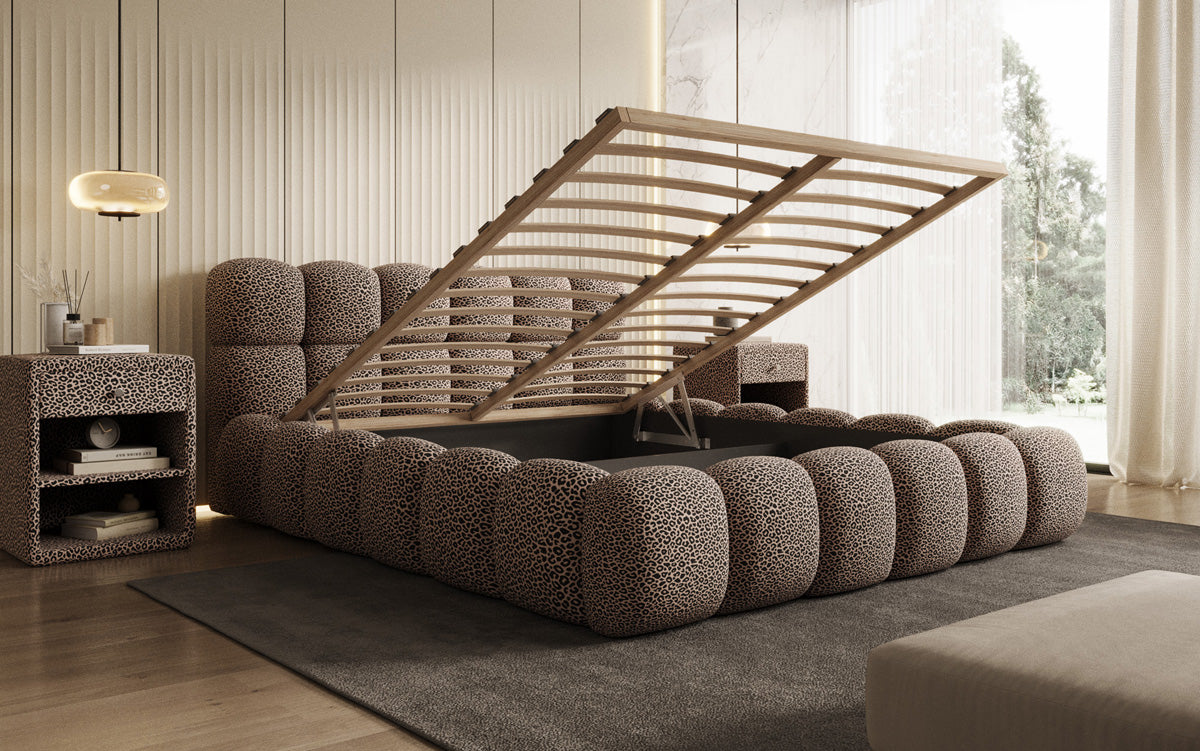 Designer upholstered bed Boston Wild Edition with storage