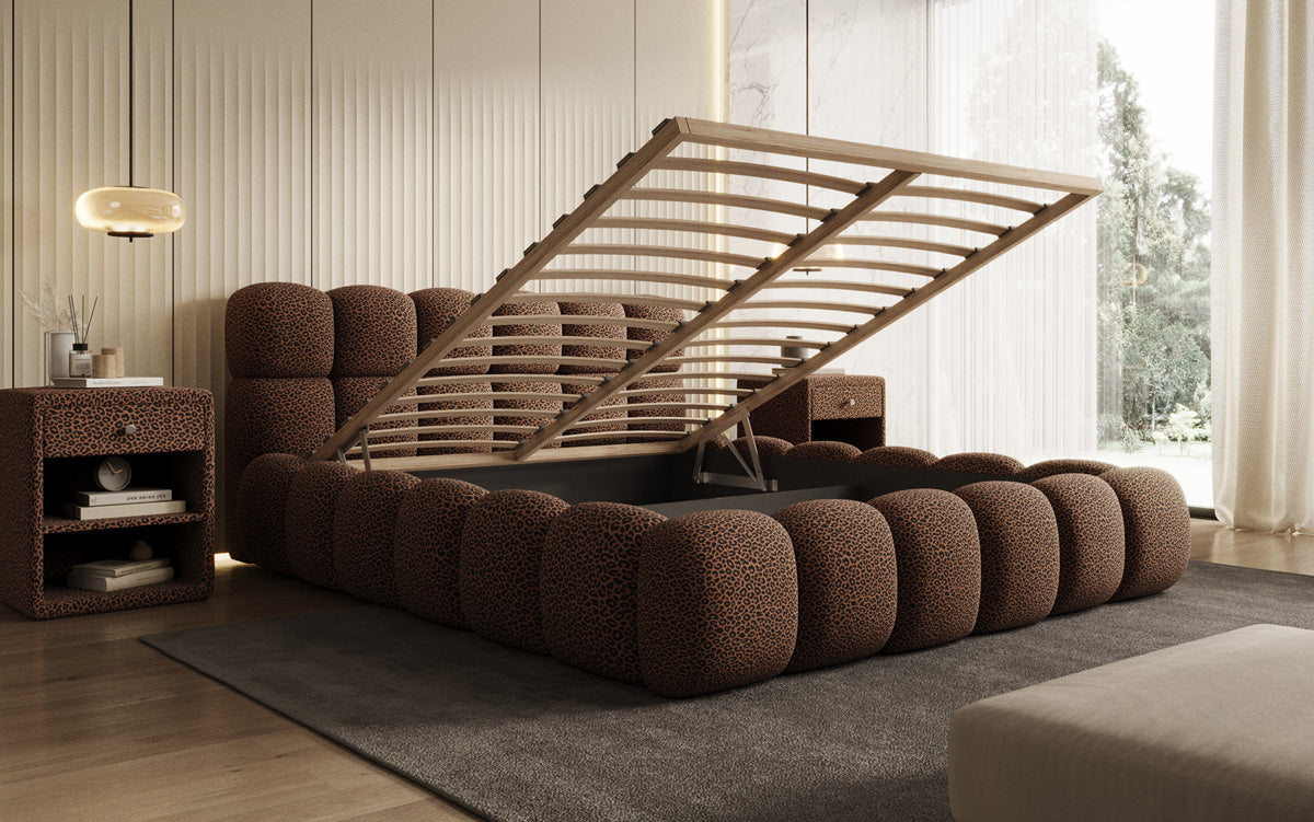 Designer upholstered bed Boston Wild Edition with storage