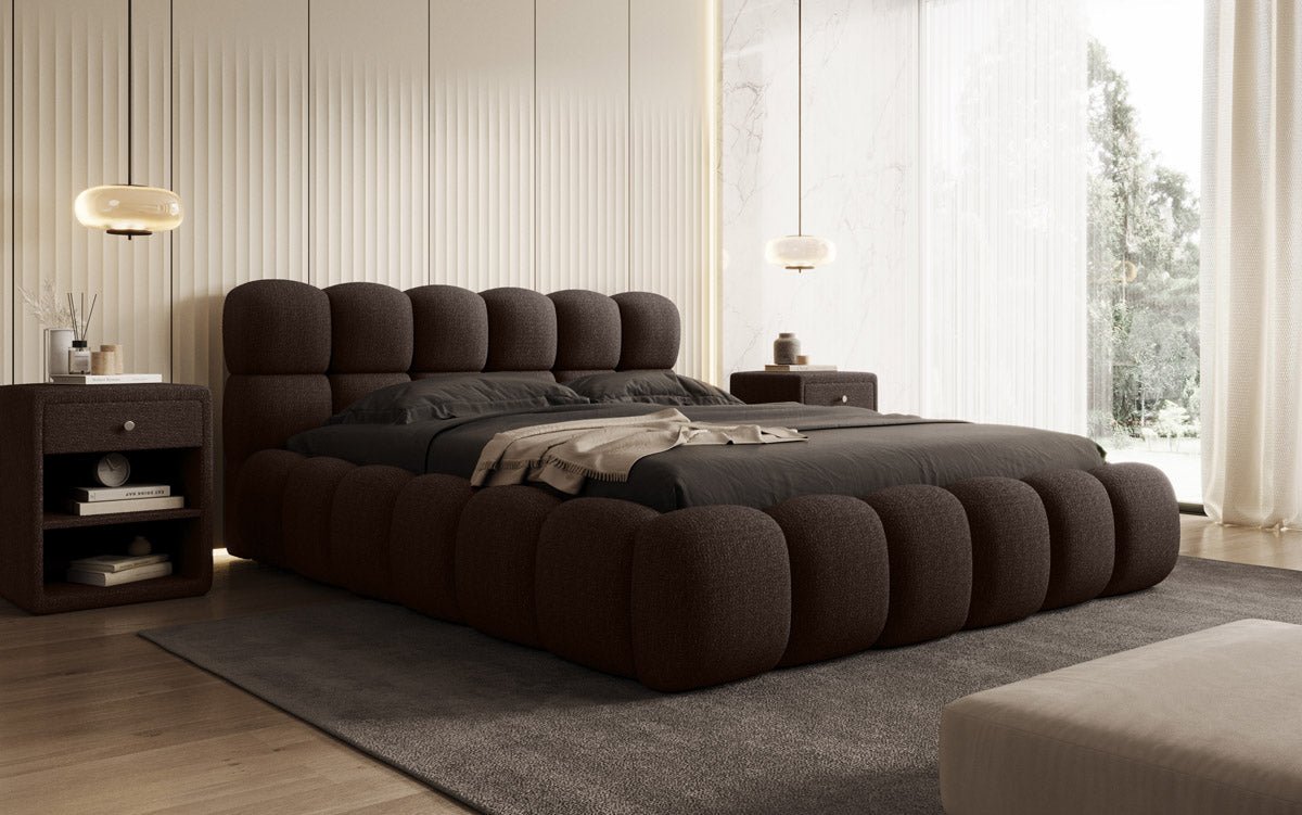 Designer Polsterbett Boston Bouclé mit Stauraum