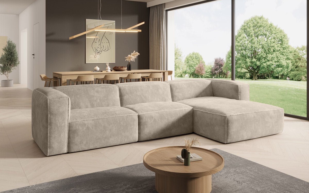Designer Sofa Comfy L in Corduroy