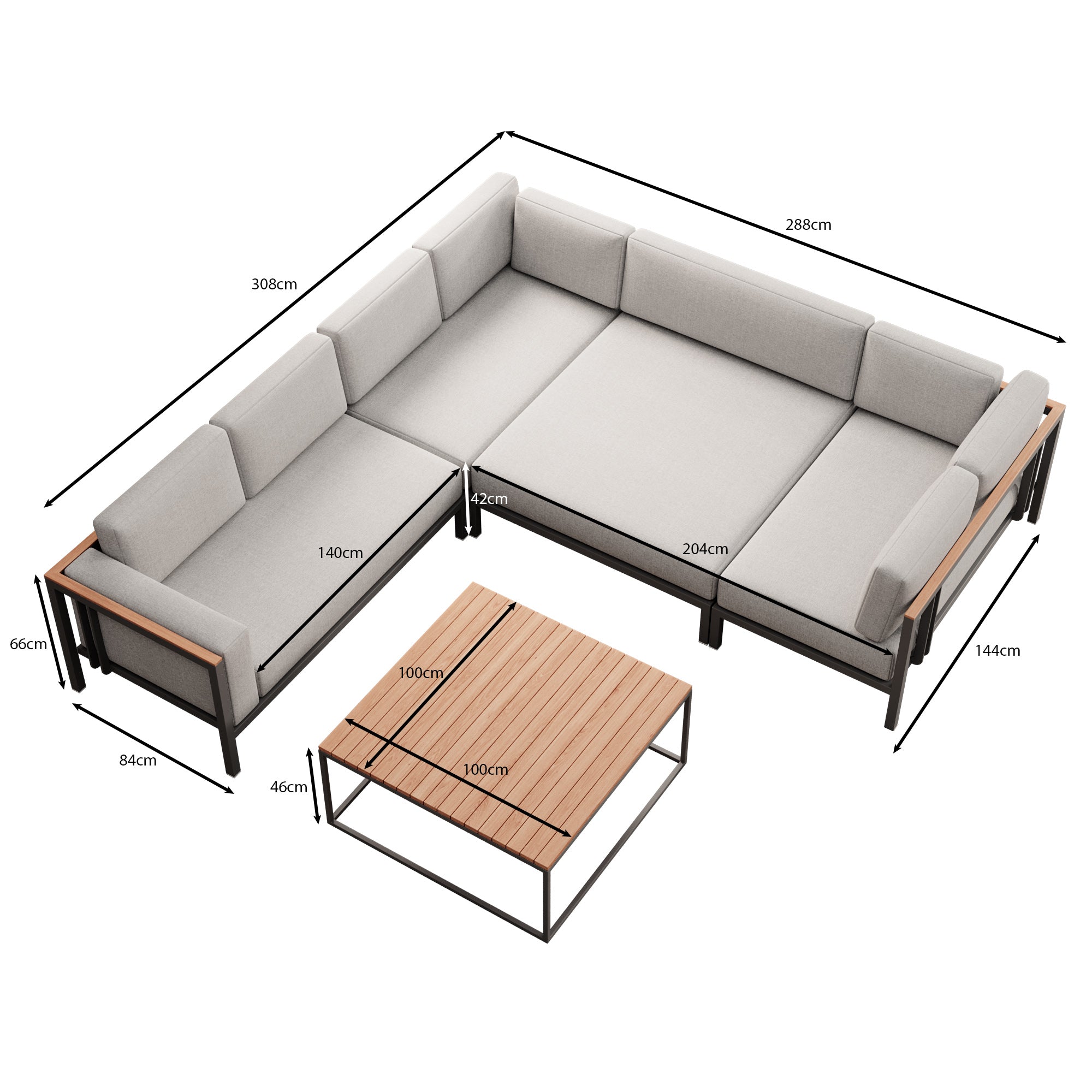 Euphoria – Corner Lounge & Table Made of Aluminum | Aevora™ Collection