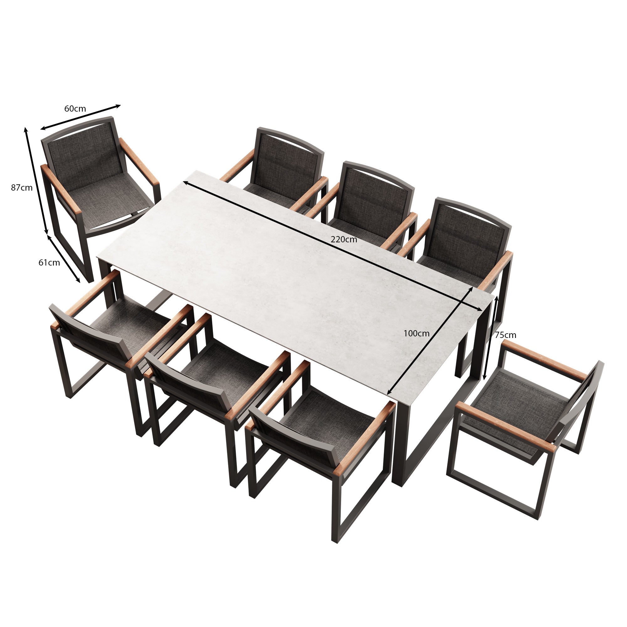 Vayla Dining – Dining Table Set with 8 Chairs & Concrete-Look Table | Aevora™ Collection