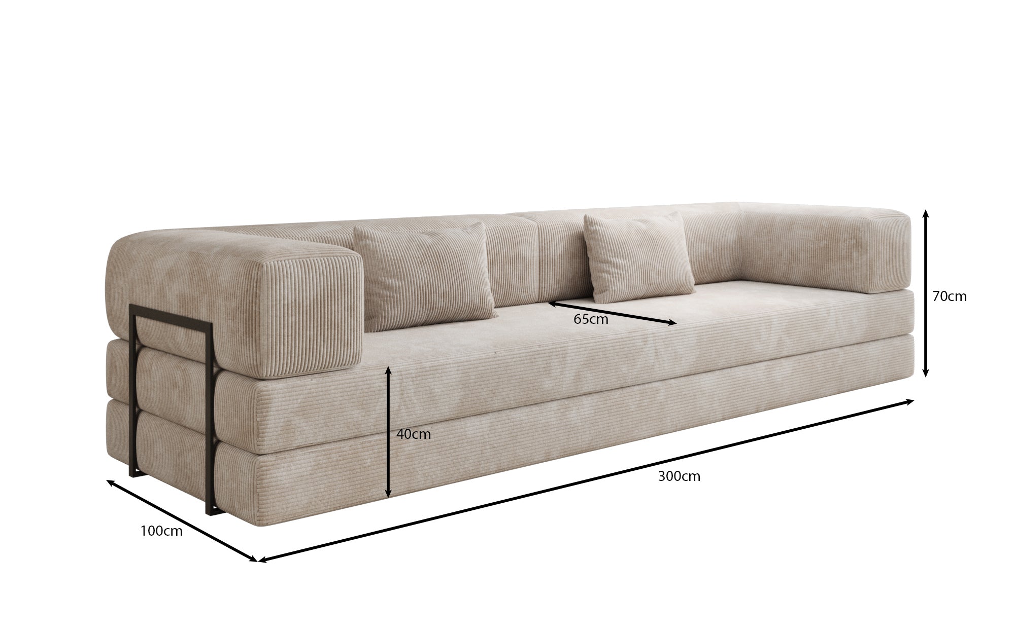Designer Sofa Lazy 3-Seater XXL in Corduroy