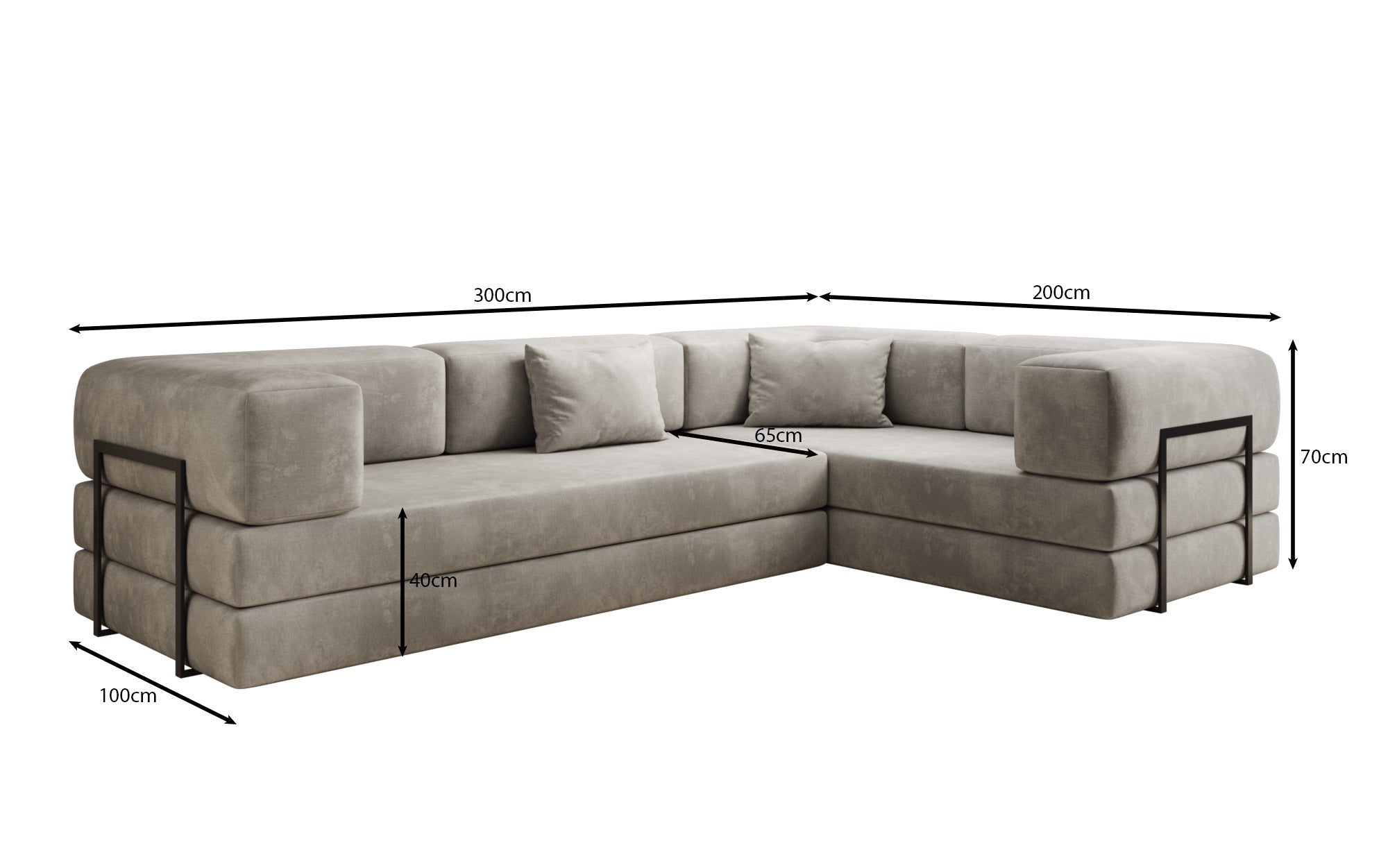 Designer Sofa Lazy L Closed in Velvet
