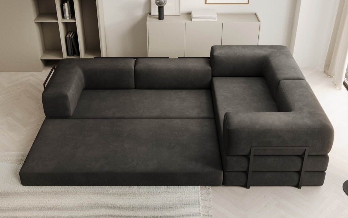 Designer Sofa Lazy L Closed in Velvet