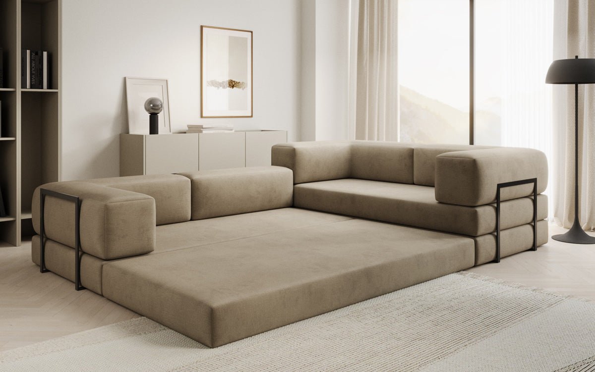 Designer Sofa Lazy L Closed in Velvet