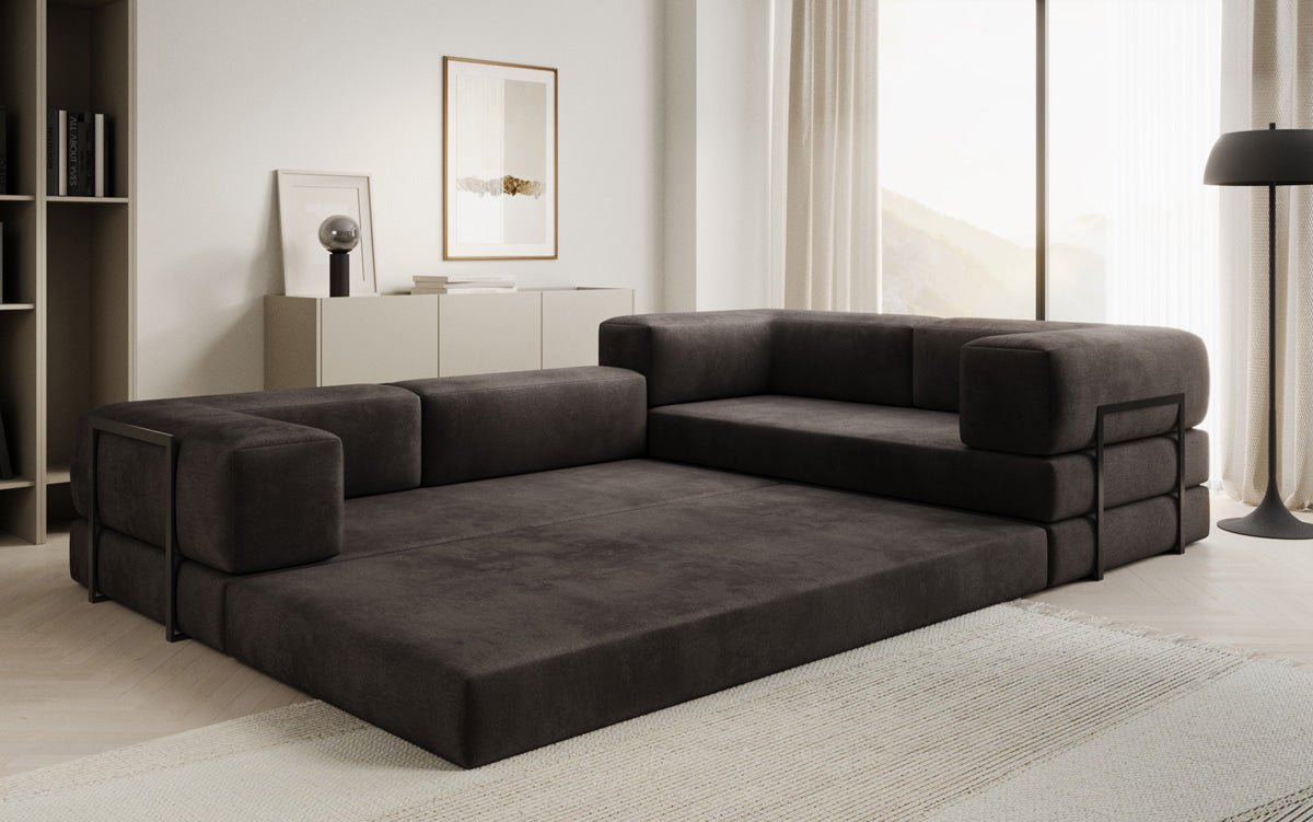 Designer Sofa Lazy L Closed in Velvet