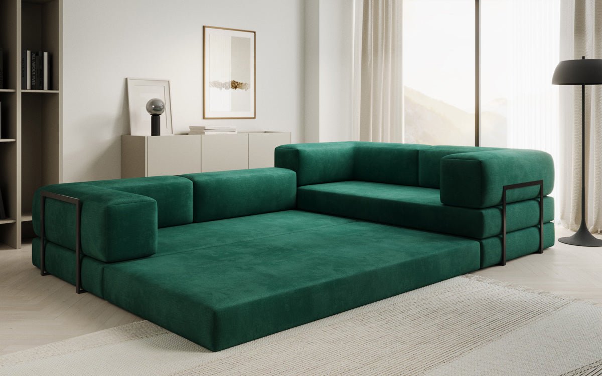Designer Sofa Lazy L Closed in Velvet
