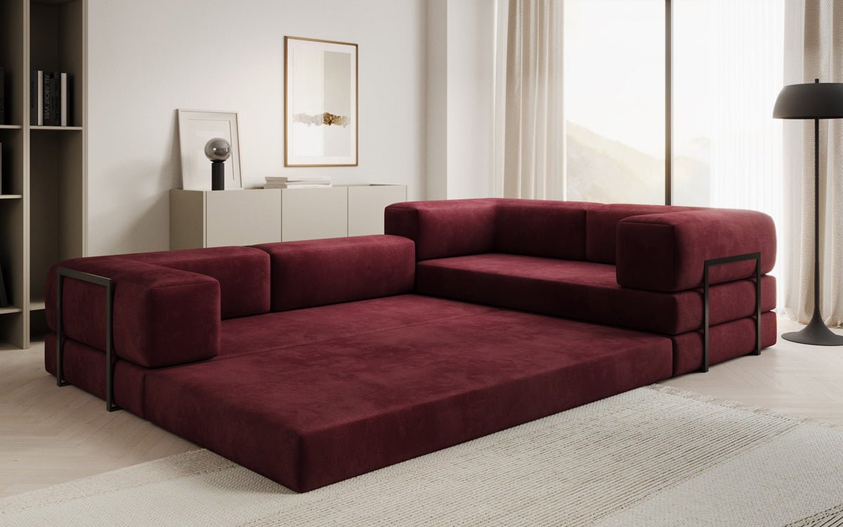 Designer Sofa Lazy L Closed in Velvet