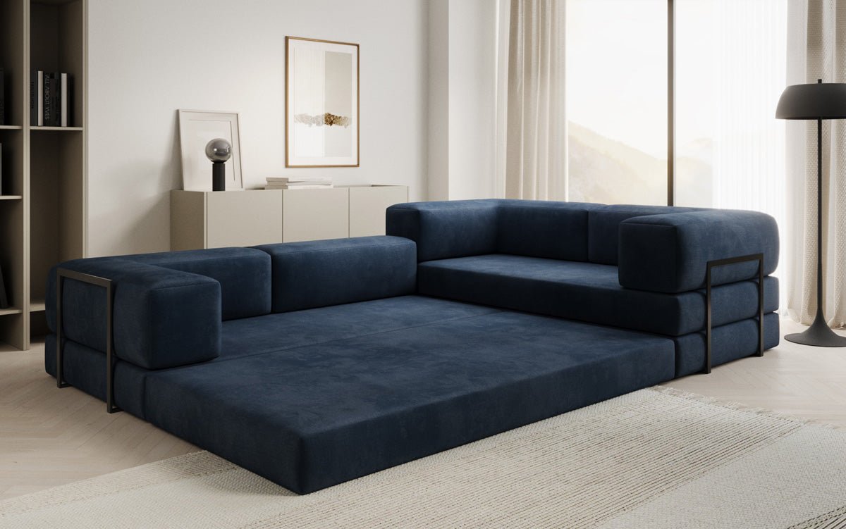 Designer Sofa Lazy L Closed in Velvet