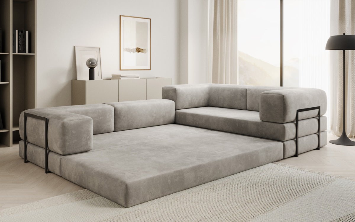 Designer Sofa Lazy L Closed in Velvet
