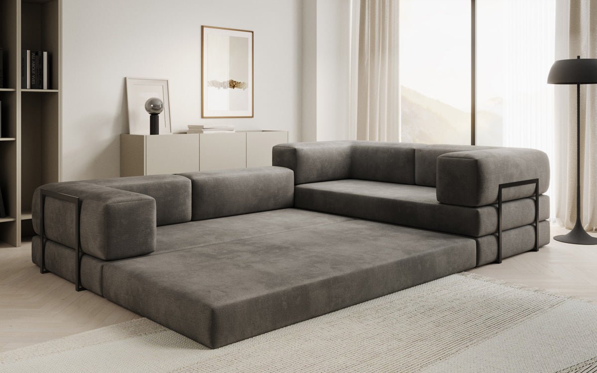 Designer Sofa Lazy L Closed in Velvet
