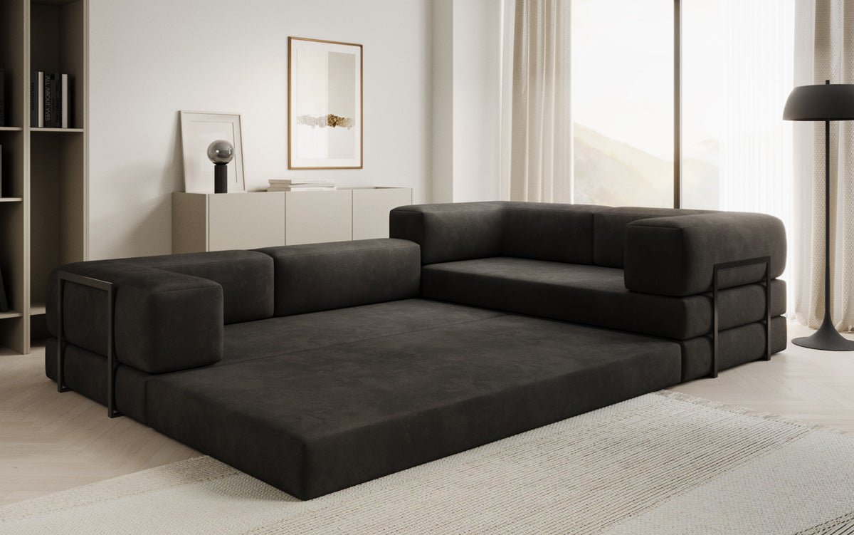 Designer Sofa Lazy L Closed in Velvet