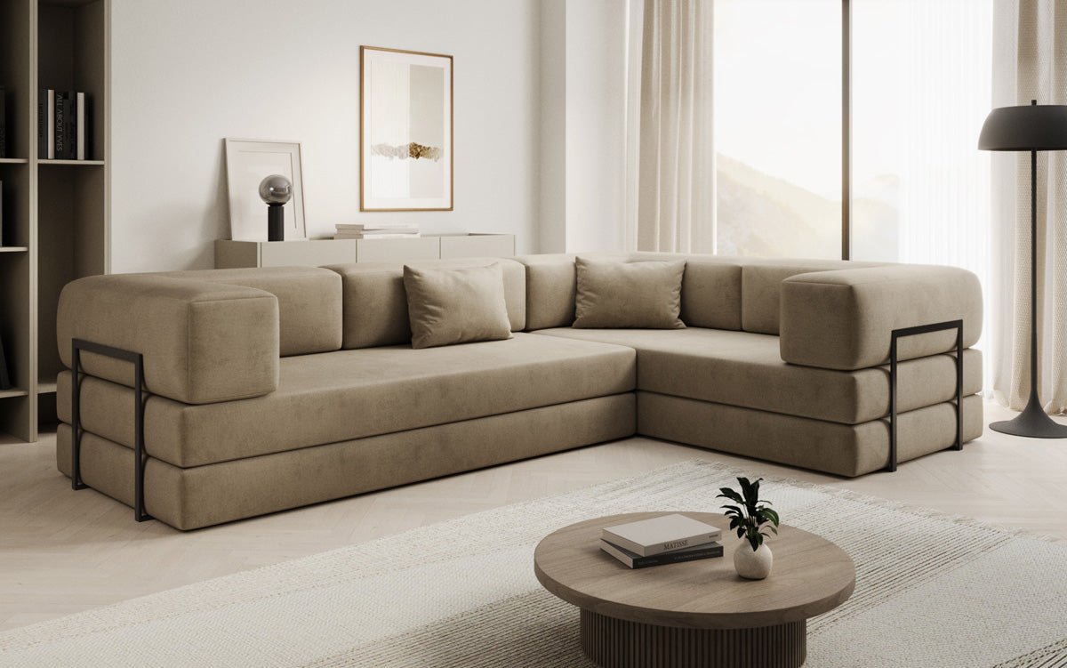 Designer Sofa Lazy L Closed in Velvet