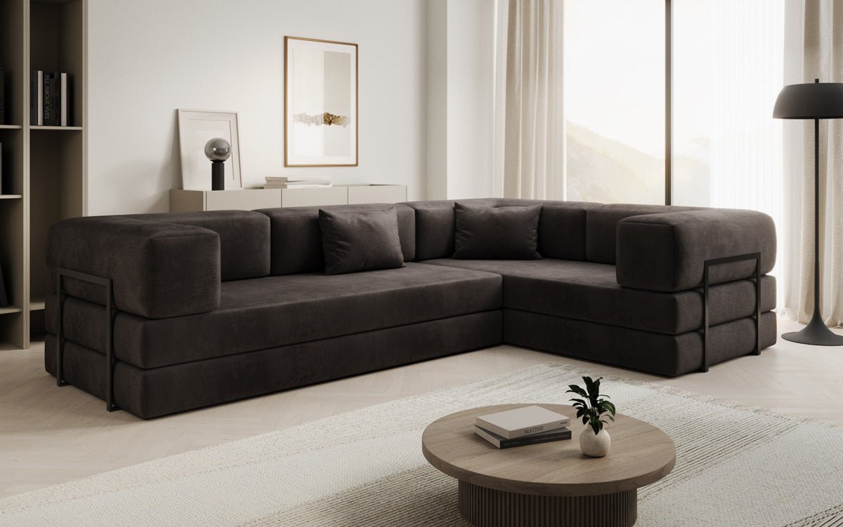 Designer Sofa Lazy L Closed in Velvet