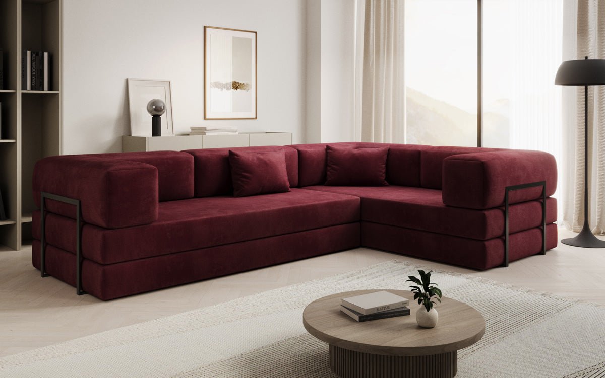 Designer Sofa Lazy L Closed in Velvet