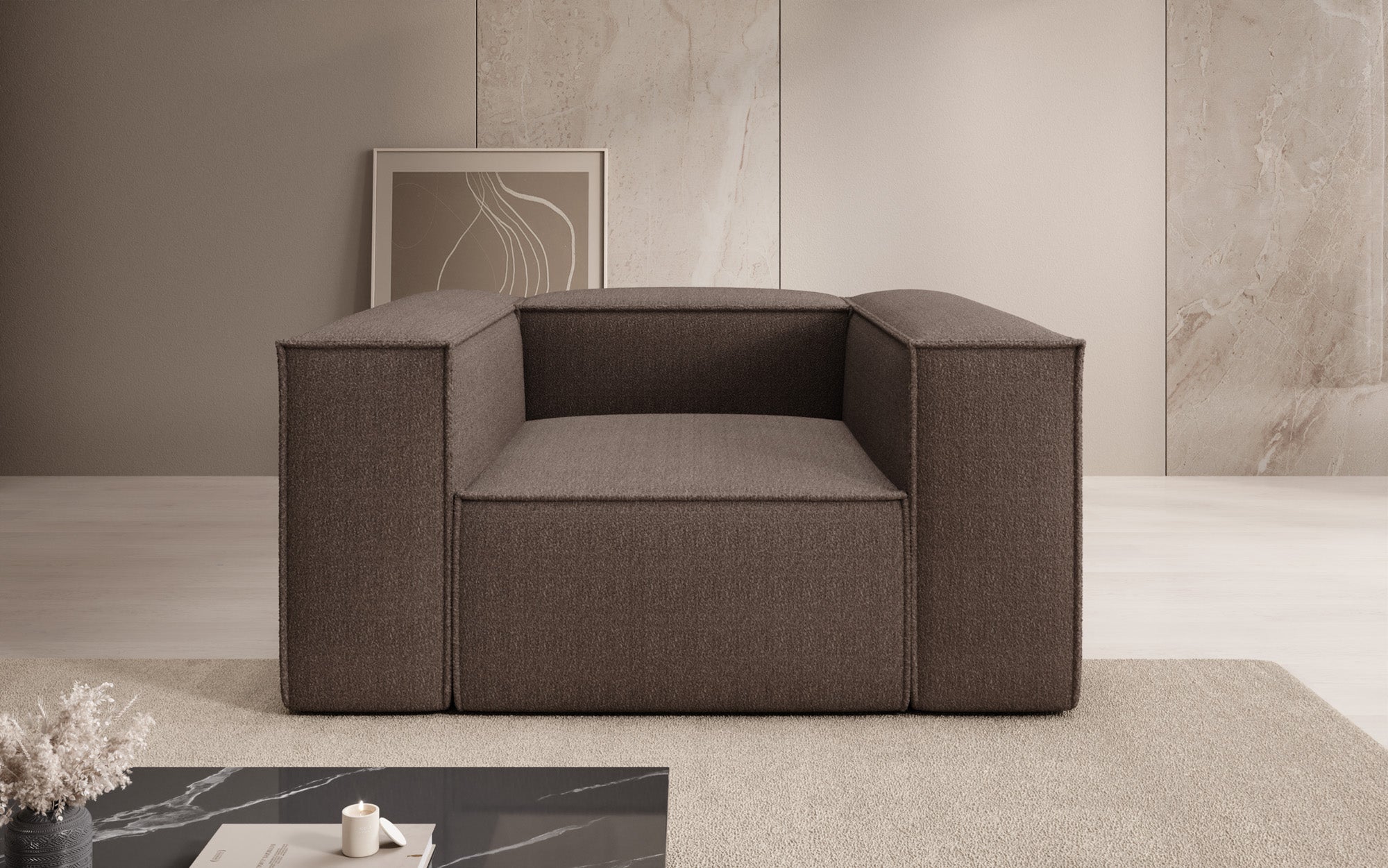 Designer Armchair Lesley in Bouclé