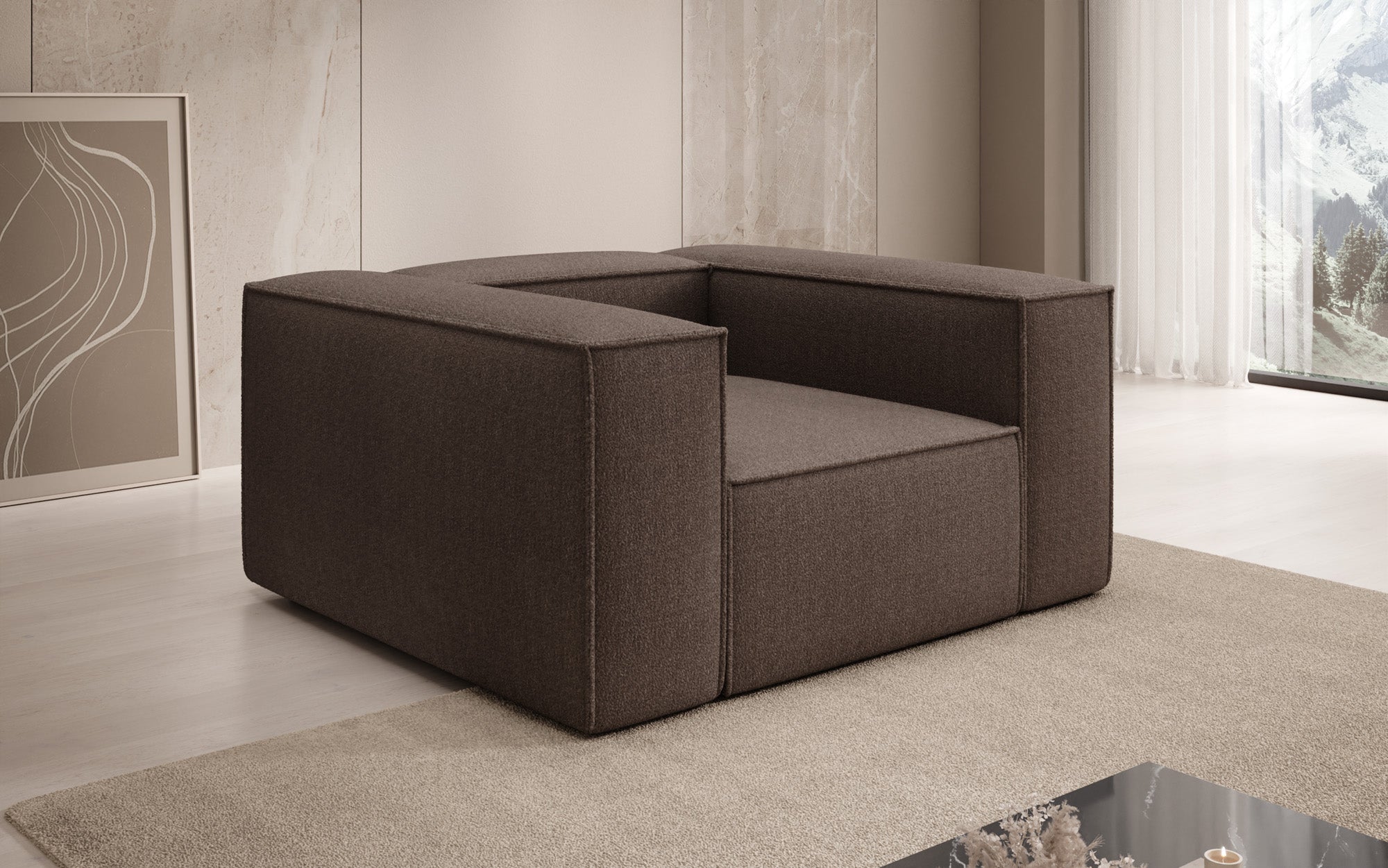 Designer Armchair Lesley in Bouclé