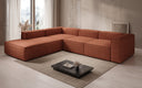 Designer corner sofa Lesley with long ottoman in textured fabric