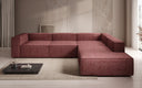 Designer corner sofa Lesley with long ottoman in textured fabric