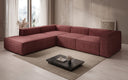 Designer corner sofa Lesley with long ottoman in textured fabric