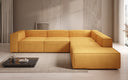 Designer corner sofa Lesley with long ottoman in textured fabric
