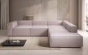 Designer corner sofa Lesley with long ottoman in textured fabric