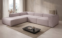 Designer corner sofa Lesley with long ottoman in textured fabric