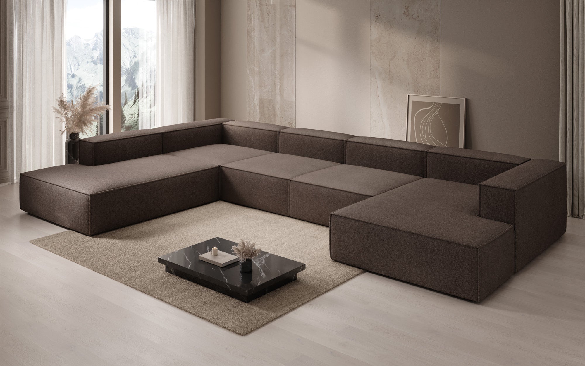 Designer Sofa Lesley U XXL in Bouclé