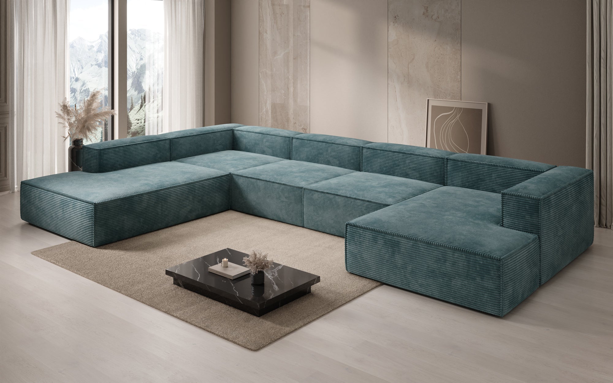 Designer Sofa Lesley U XXL in Cord
