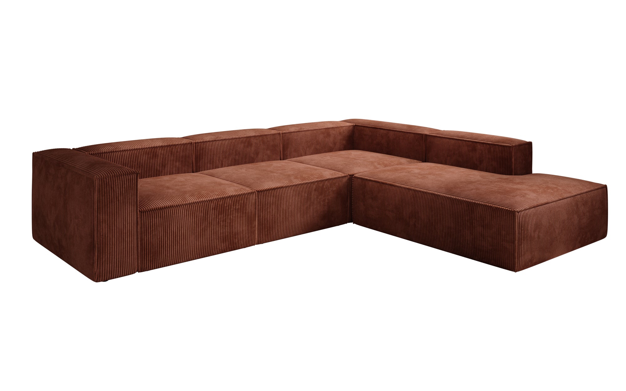 Designer Sofa Lesley L with long ottoman in corduroy