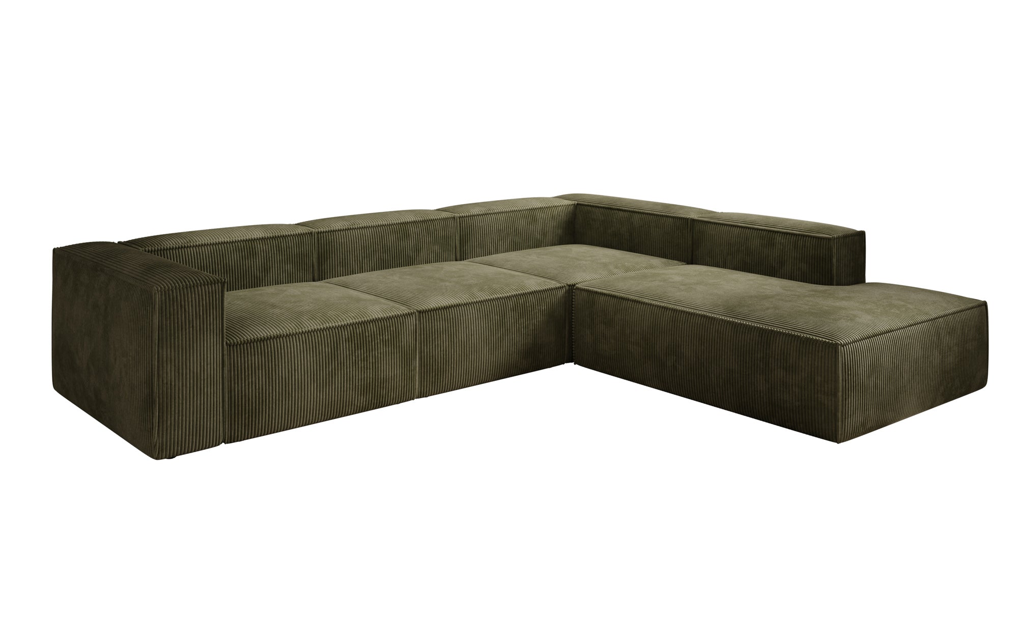 Designer Sofa Lesley L with long ottoman in corduroy