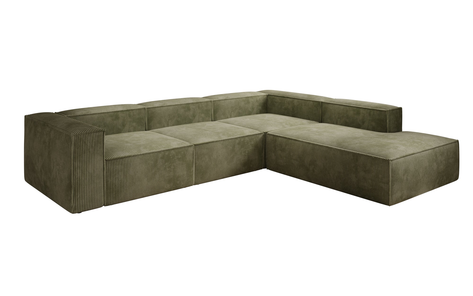 Designer Sofa Lesley L with long ottoman in corduroy