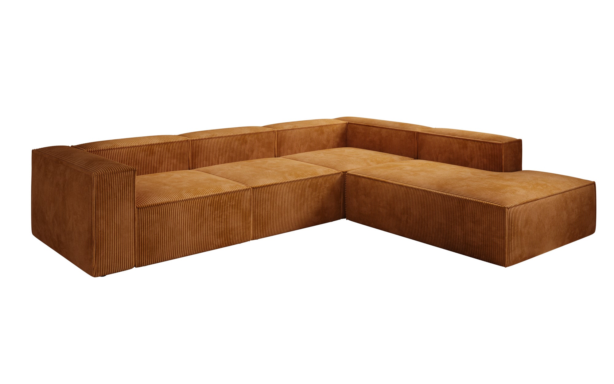 Designer Sofa Lesley L with long ottoman in corduroy