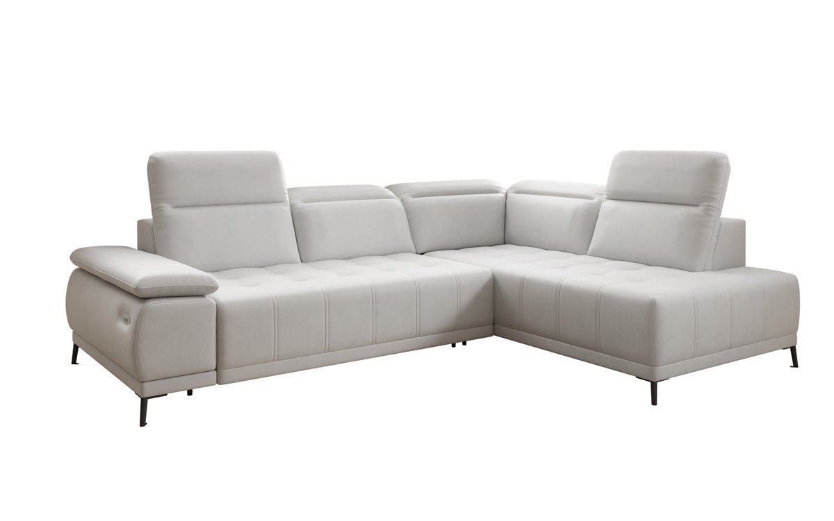Designer L Sofa Lyra with electric sleeping function in genuine leather