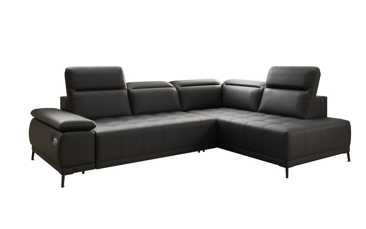Designer L Sofa Lyra with electric sleeping function in genuine leather