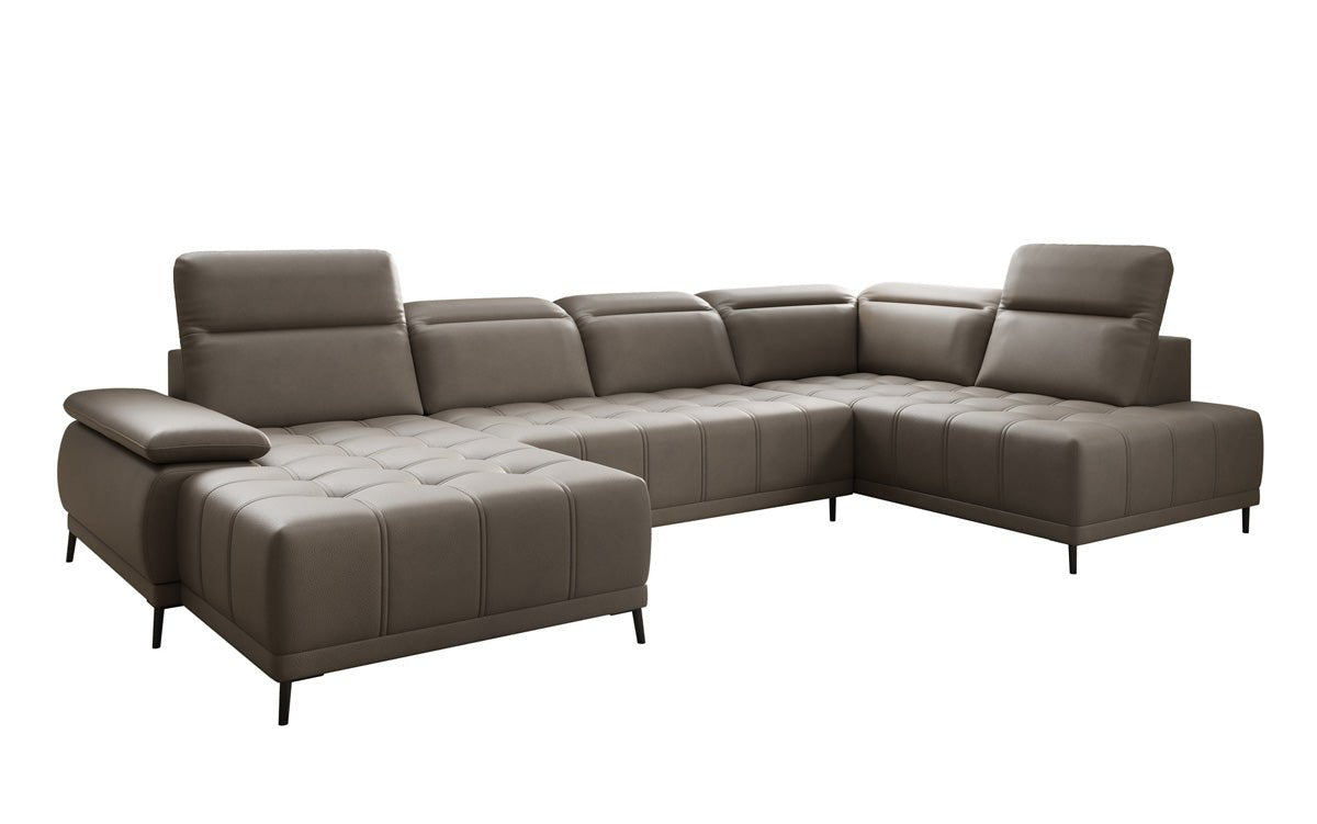 Designer Sofa Lyra U with electric sleeping function in genuine leather
