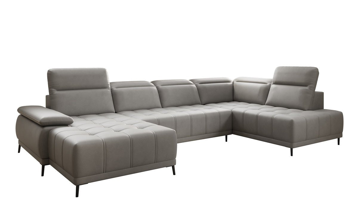 Designer Sofa Lyra U with electric sleeping function in genuine leather