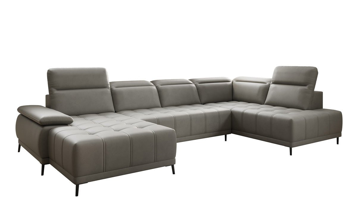 Designer Sofa Lyra U with electric sleeping function in genuine leather