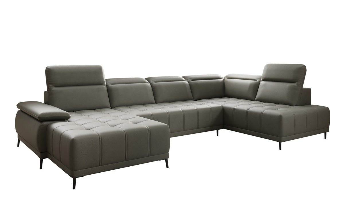Designer Sofa Lyra U with electric sleeping function in genuine leather