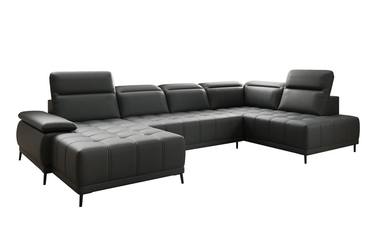 Designer Sofa Lyra U with electric sleeping function in genuine leather