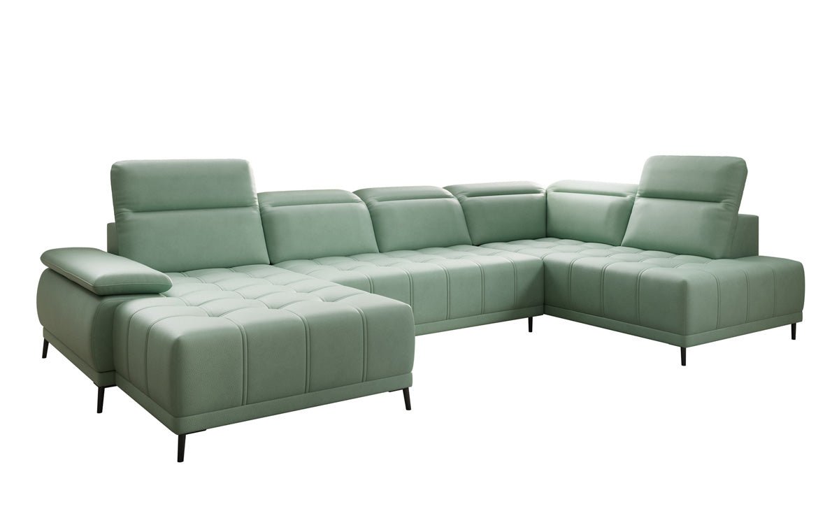 Designer Sofa Lyra U with electric sleeping function in genuine leather