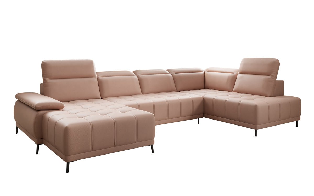 Designer Sofa Lyra U with electric sleeping function in genuine leather