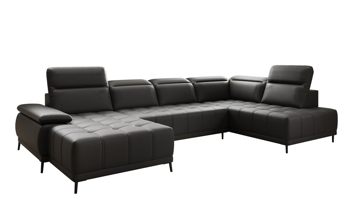 Designer Sofa Lyra U with electric sleeping function in genuine leather