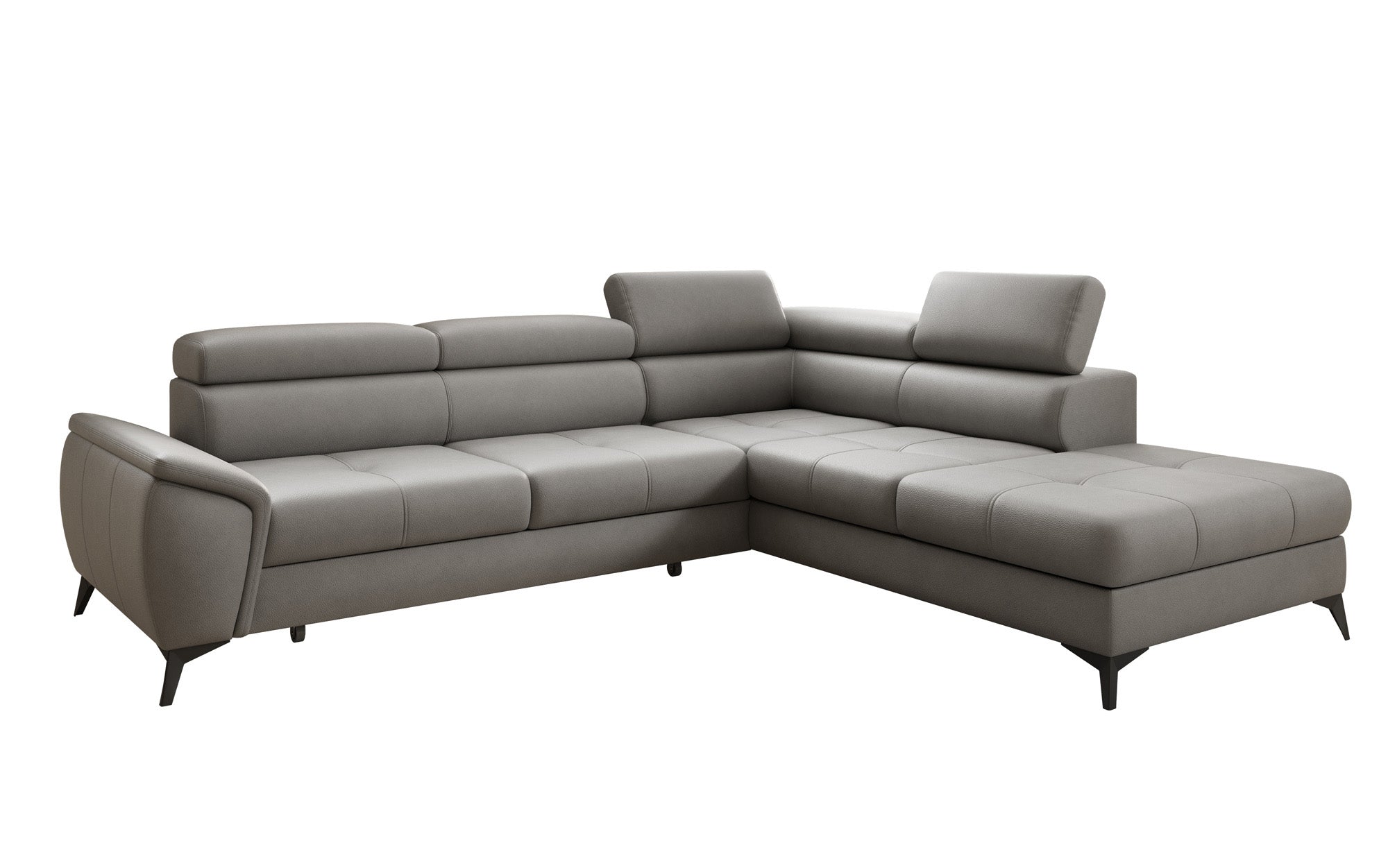 Designer L Sofa Aveline with Sleeping Function and Storage in Genuine Leather