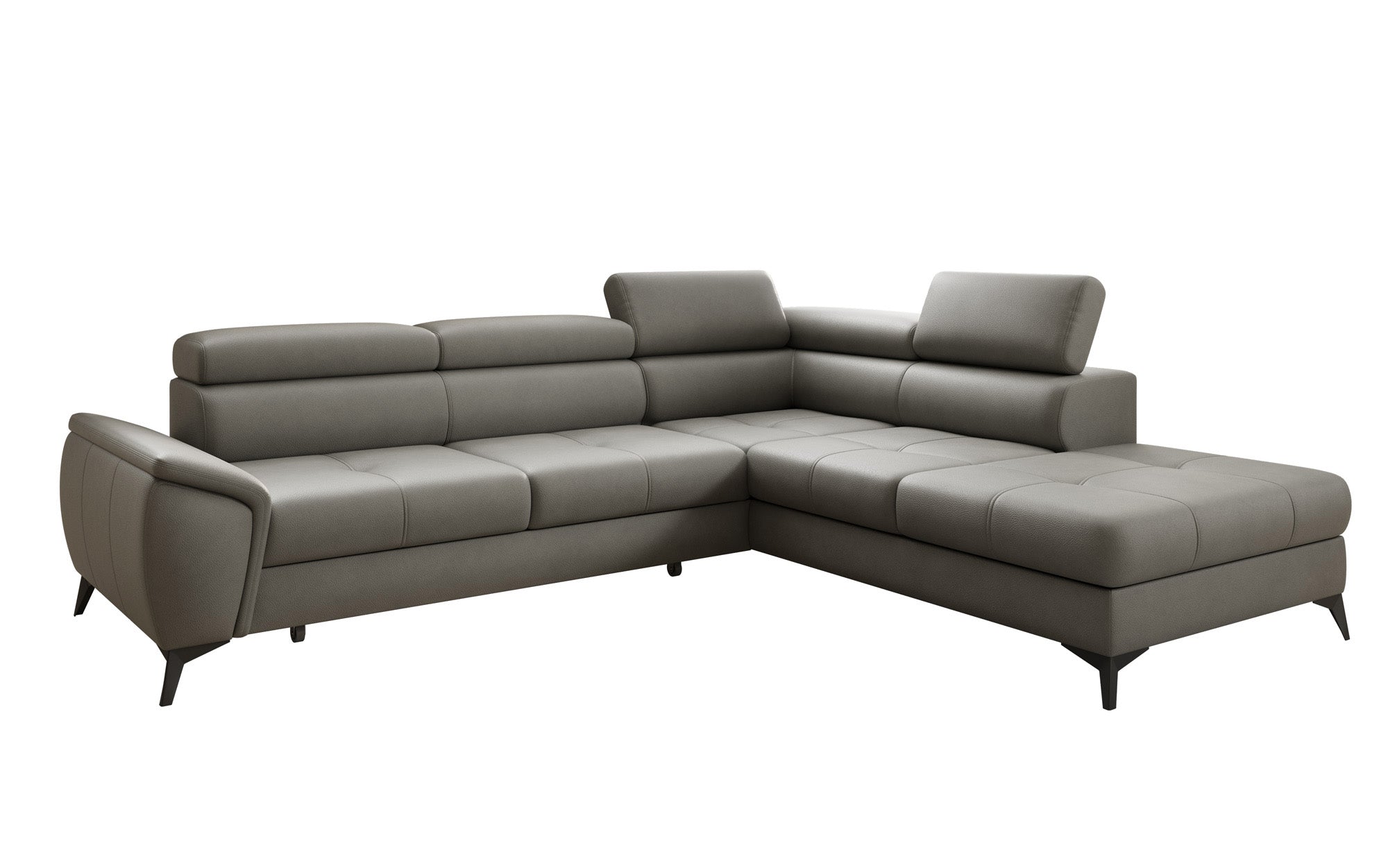 Designer L Sofa Aveline with Sleeping Function and Storage in Genuine Leather