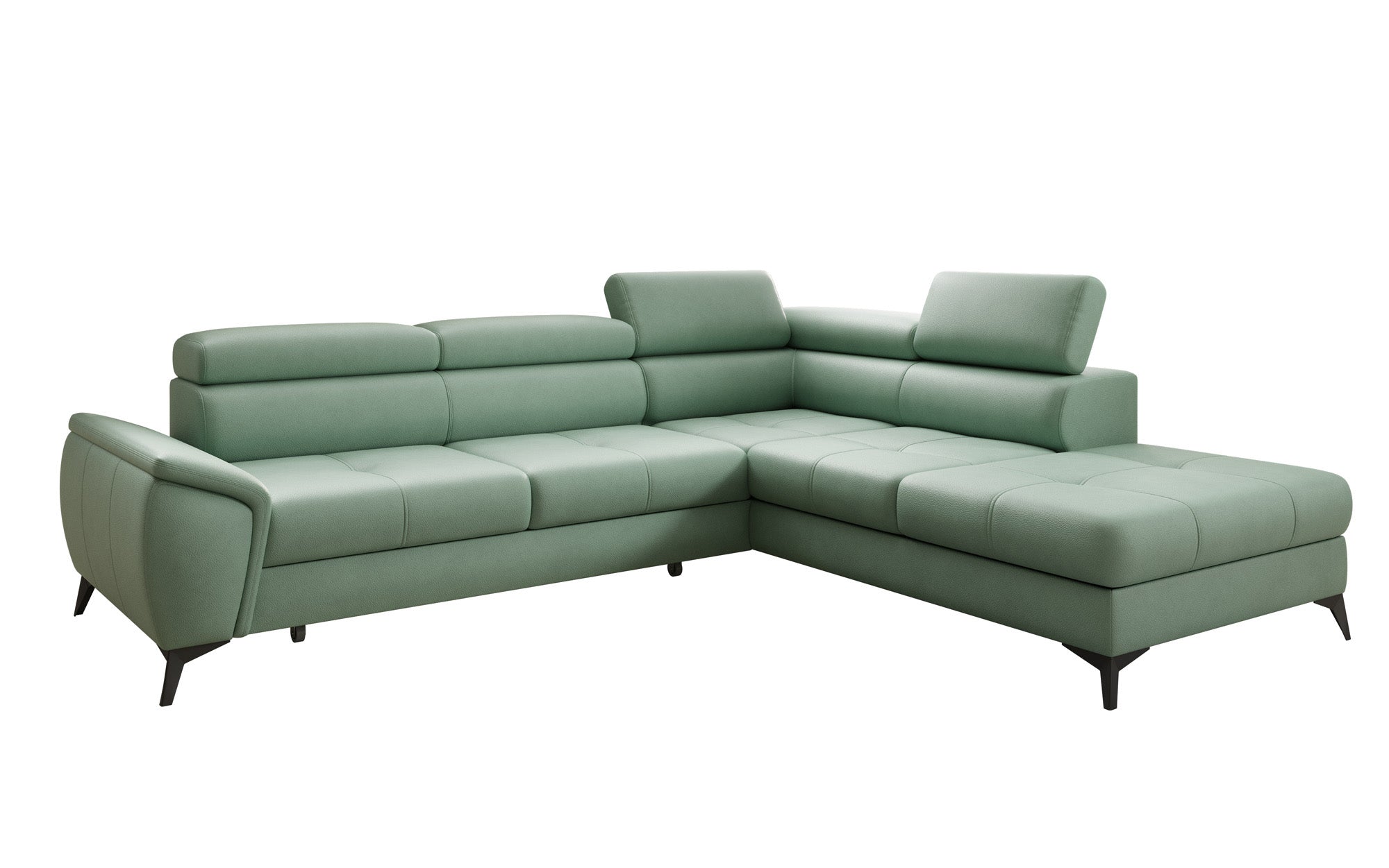 Designer L Sofa Aveline with Sleeping Function and Storage in Genuine Leather