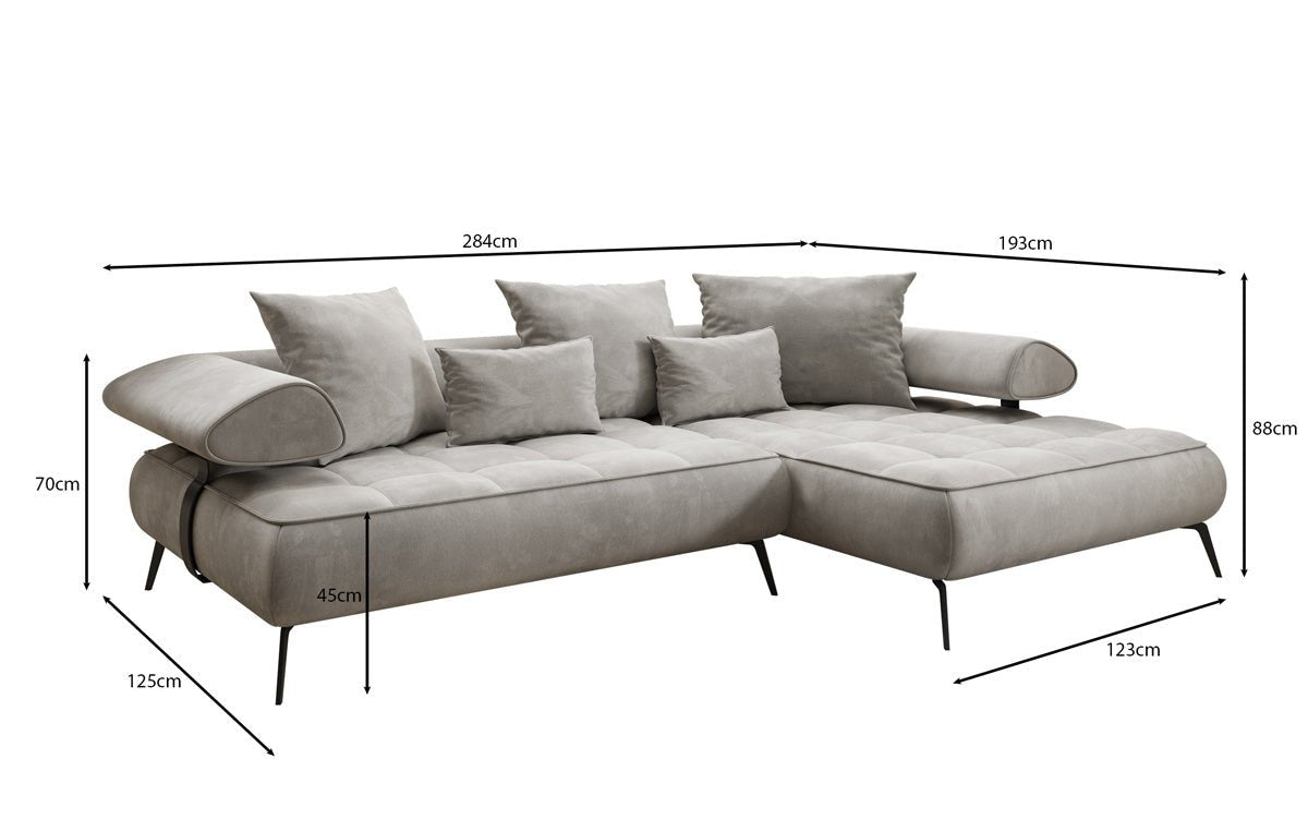 Designer Sofa Sydney L II velvet with electric sleeping function